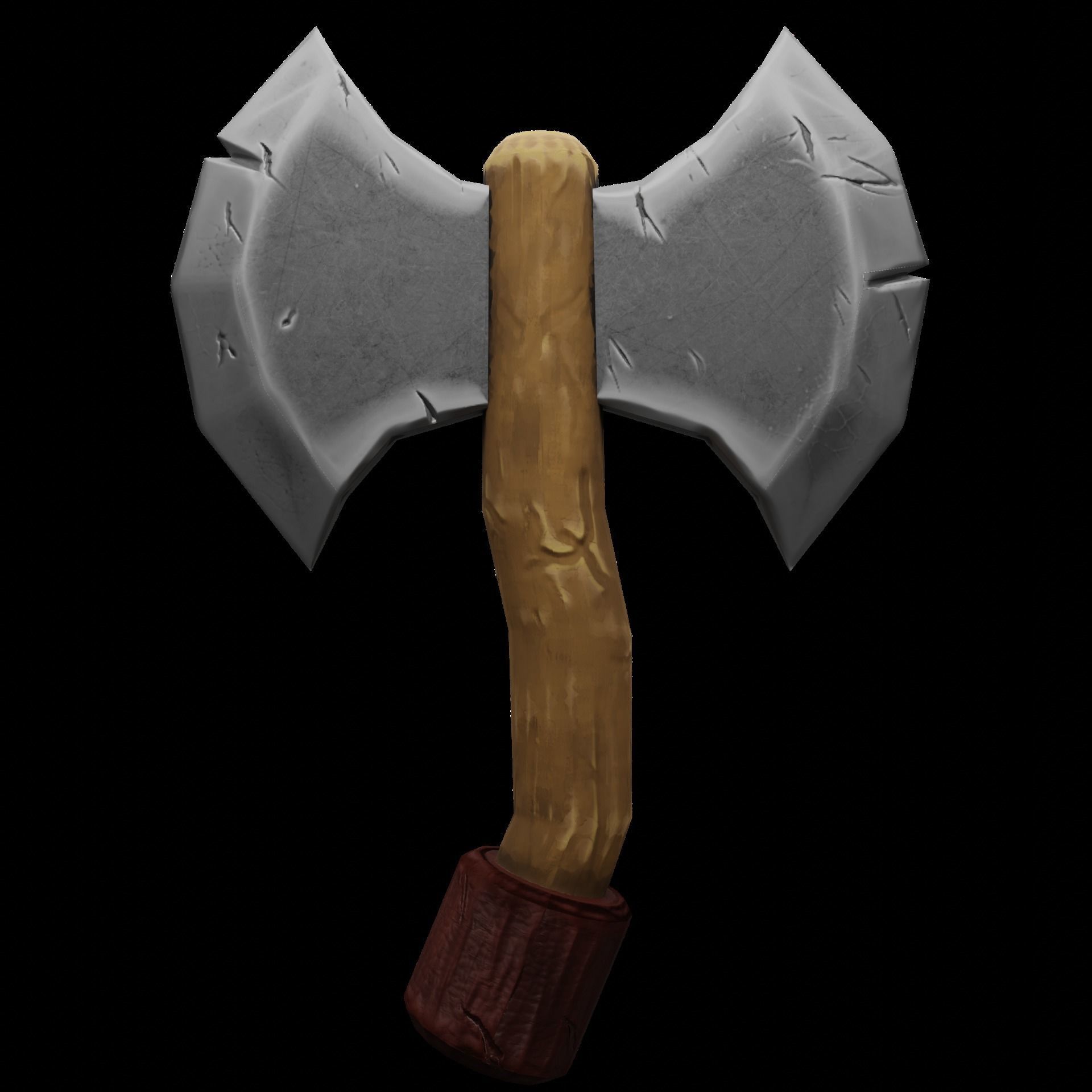 Stylized Low Poly PBR Axe  Game Ready Low-poly 3D model_2