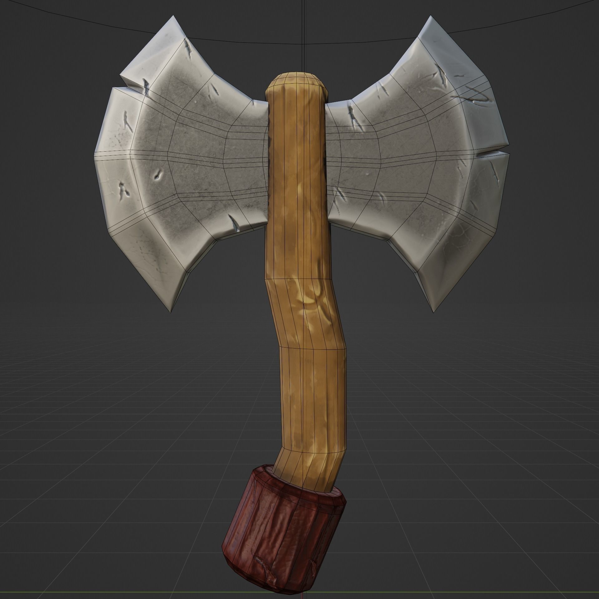 Stylized Low Poly PBR Axe  Game Ready Low-poly 3D model_4
