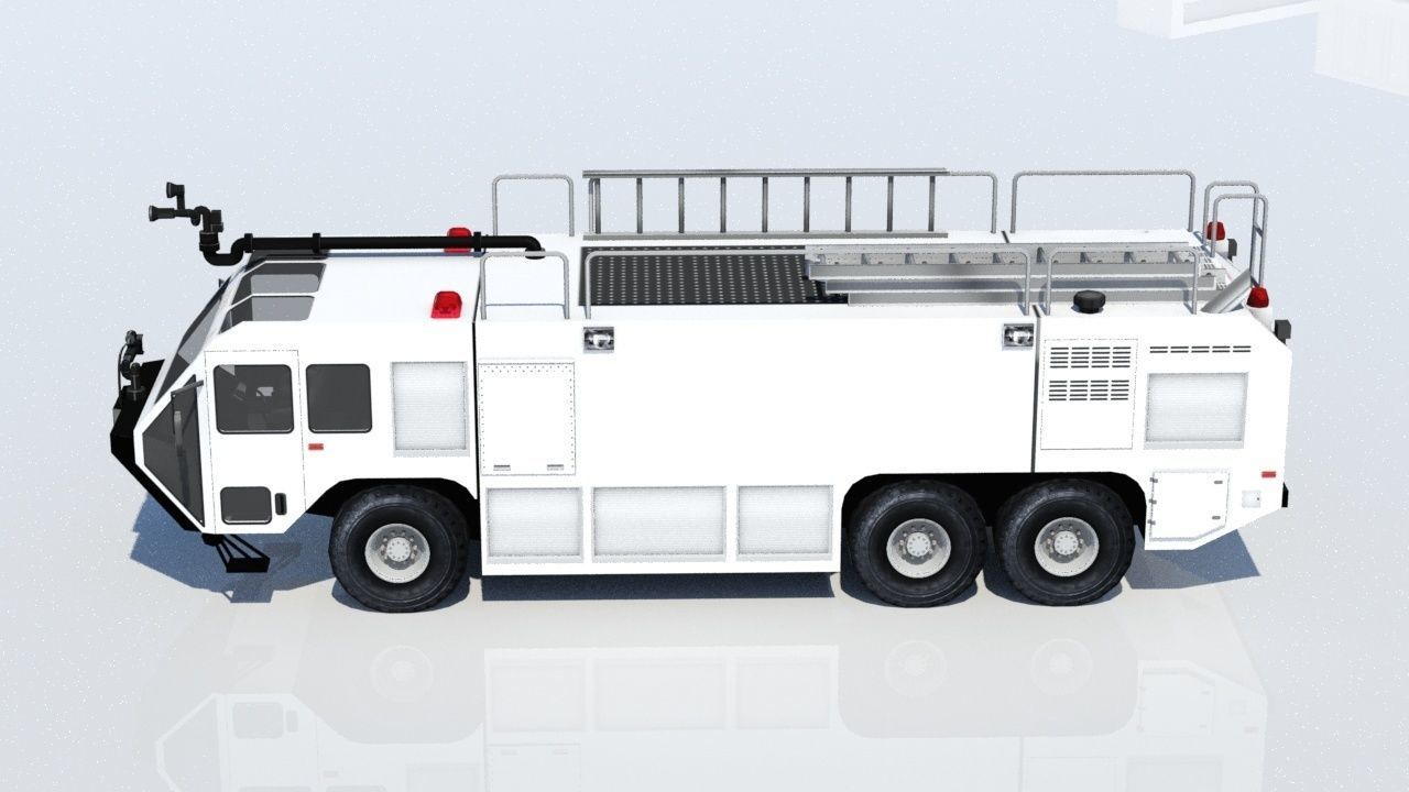 Oshkhosh ARFF T3000 Firetruck 6x6 Low Poly Emergency Blank Low-poly 3D model_1