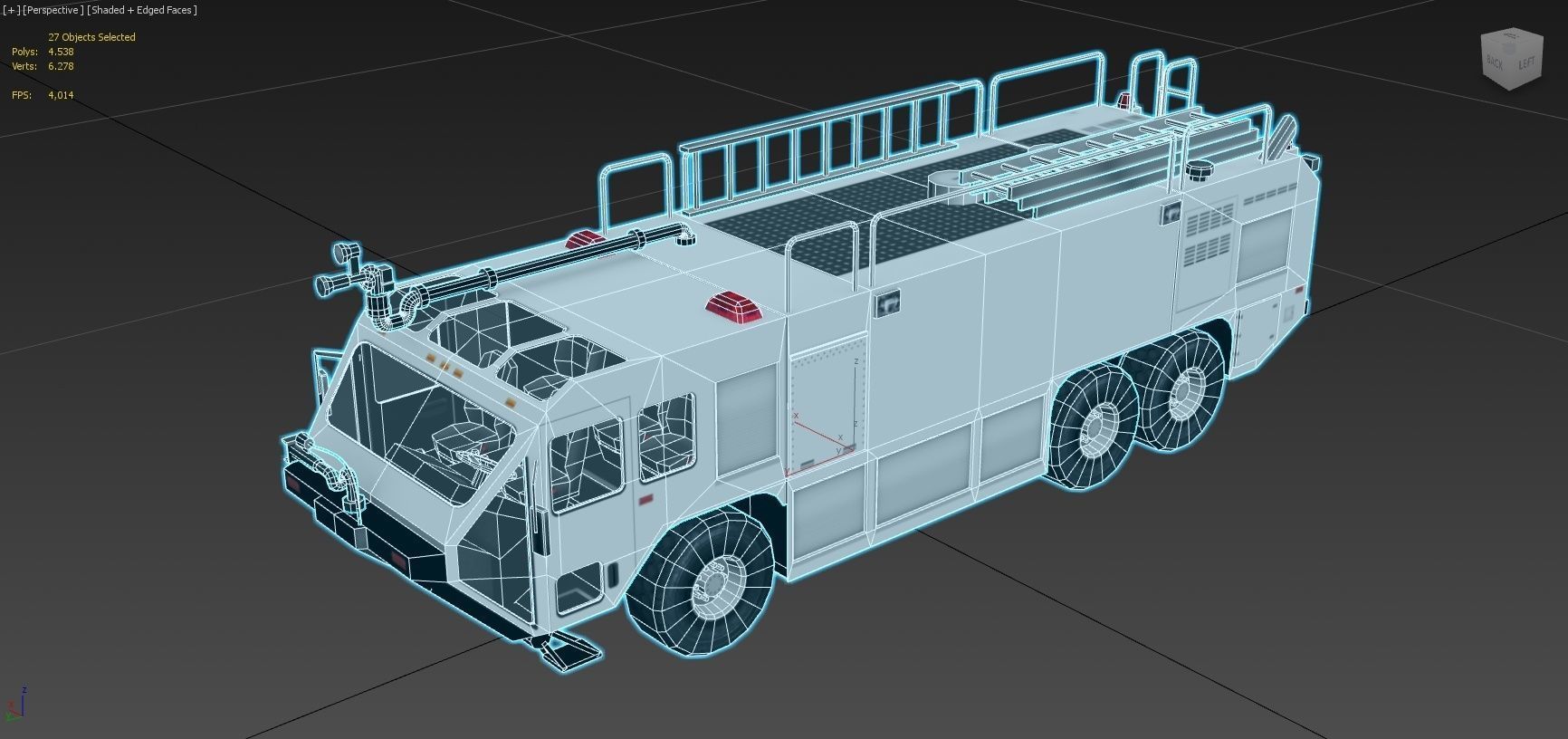 Oshkhosh ARFF T3000 Firetruck 6x6 Low Poly Emergency Blank Low-poly 3D model_6