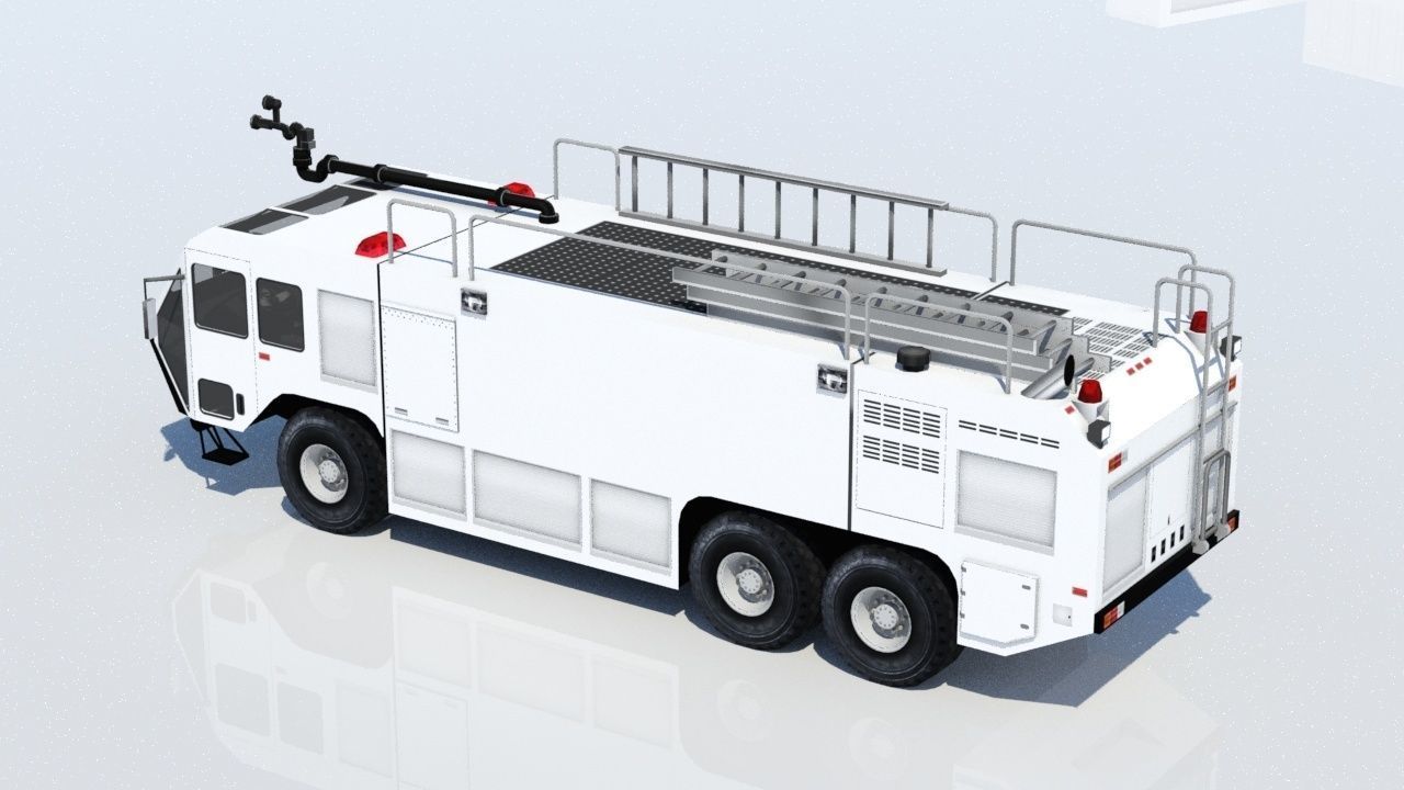 Oshkhosh ARFF T3000 Firetruck 6x6 Low Poly Emergency Blank Low-poly 3D model_2