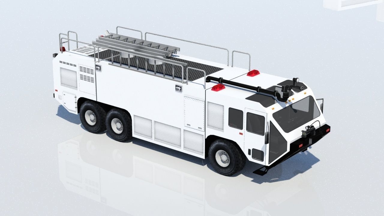 Oshkhosh ARFF T3000 Firetruck 6x6 Low Poly Emergency Blank Low-poly 3D model_4
