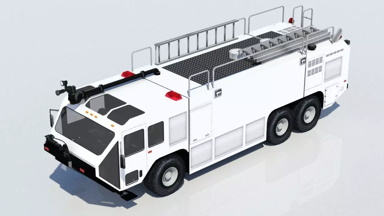 Oshkhosh ARFF T3000 Firetruck 6x6 Low Poly Emergency Blank Low-poly 3D model_0
