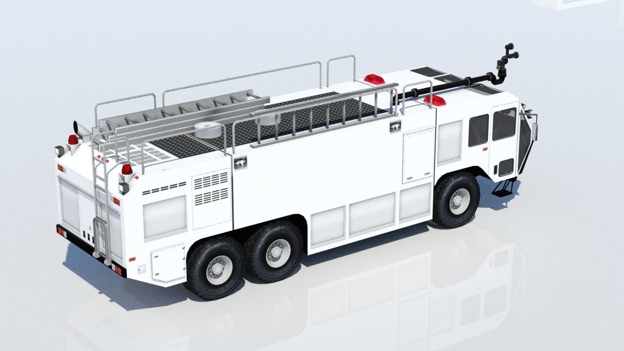 Oshkhosh ARFF T3000 Firetruck 6x6 Low Poly Emergency Blank Low-poly 3D model_3
