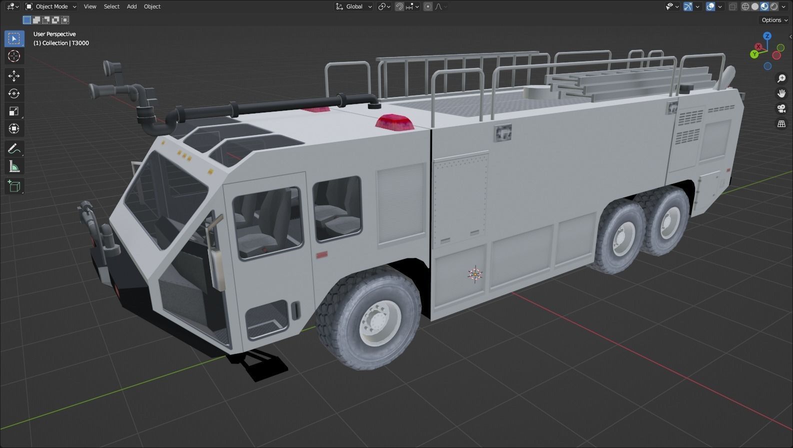 Oshkhosh ARFF T3000 Firetruck 6x6 Low Poly Emergency Blank Low-poly 3D model_8