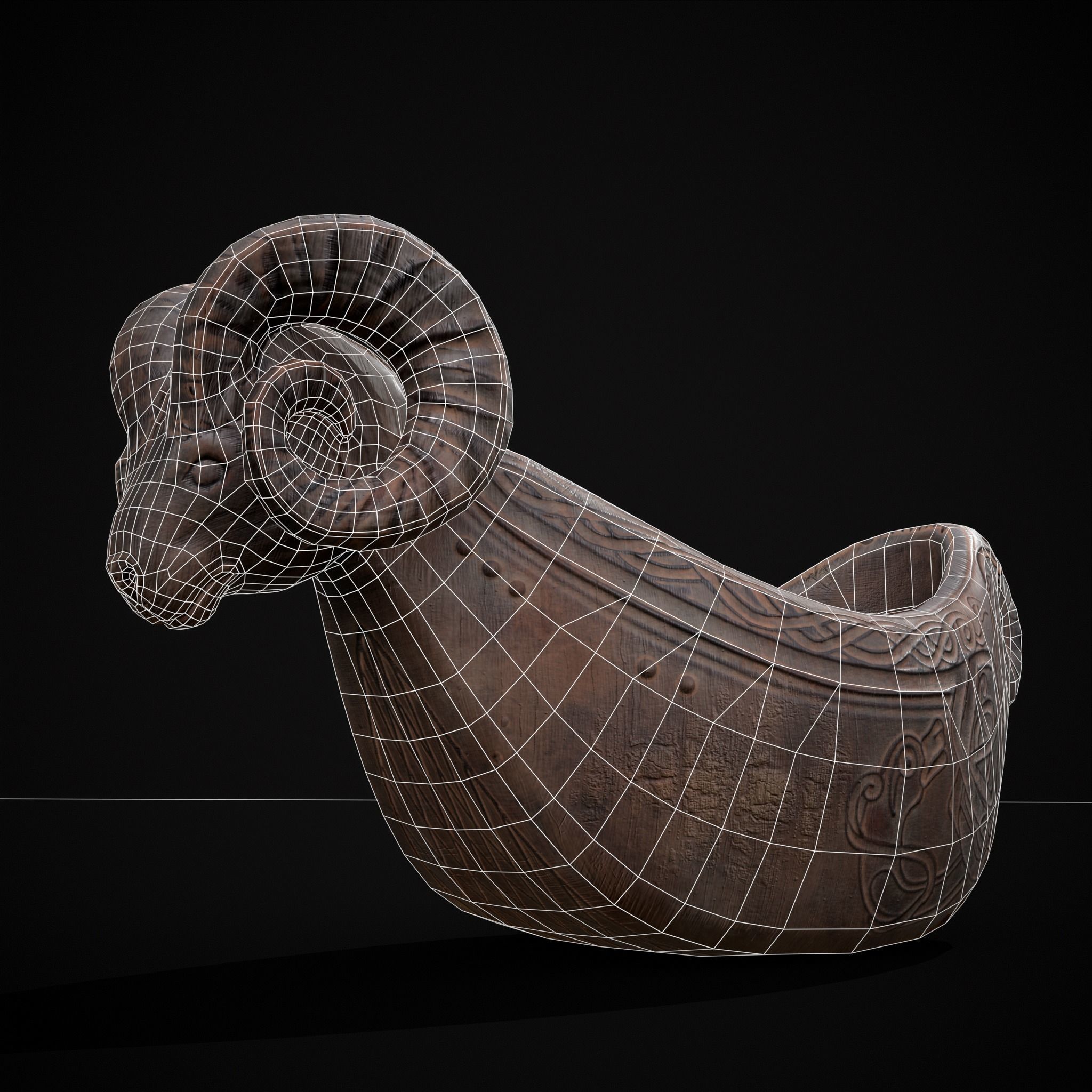 Ram Drinking Vessel Low-poly 3D model_7