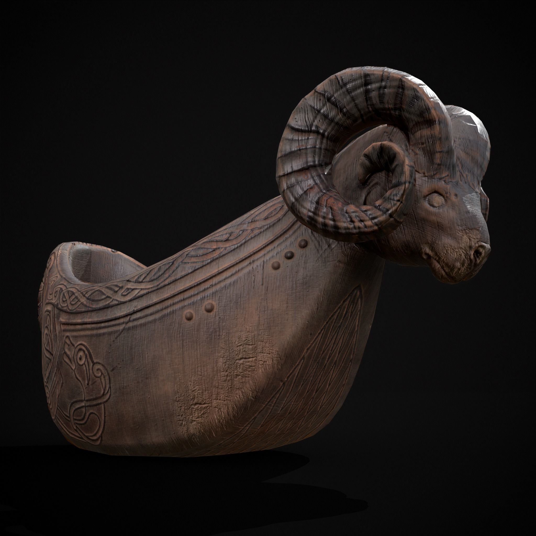 Ram Drinking Vessel Low-poly 3D model_2