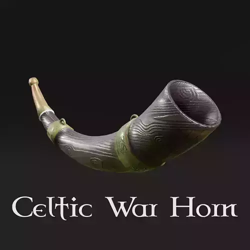 Celtic Style War Horn GameReady PBR Low Poly