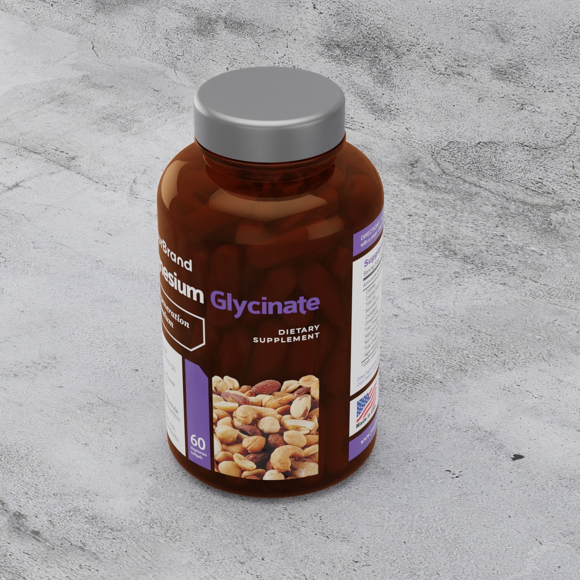Supplement Bottle Packaging with Tablet Inside 3D model_5