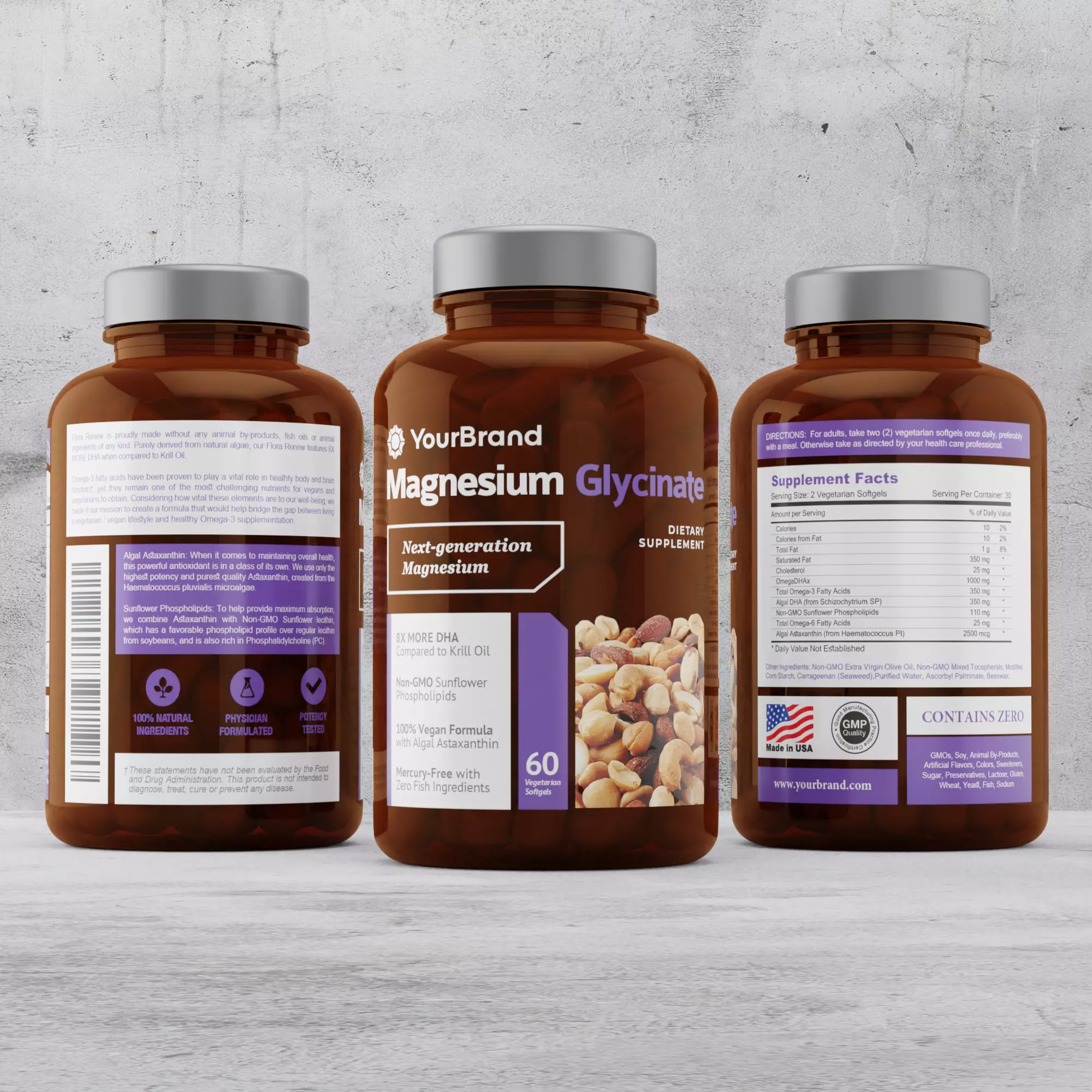 Supplement Bottle Packaging with Tablet Inside 3D model_0