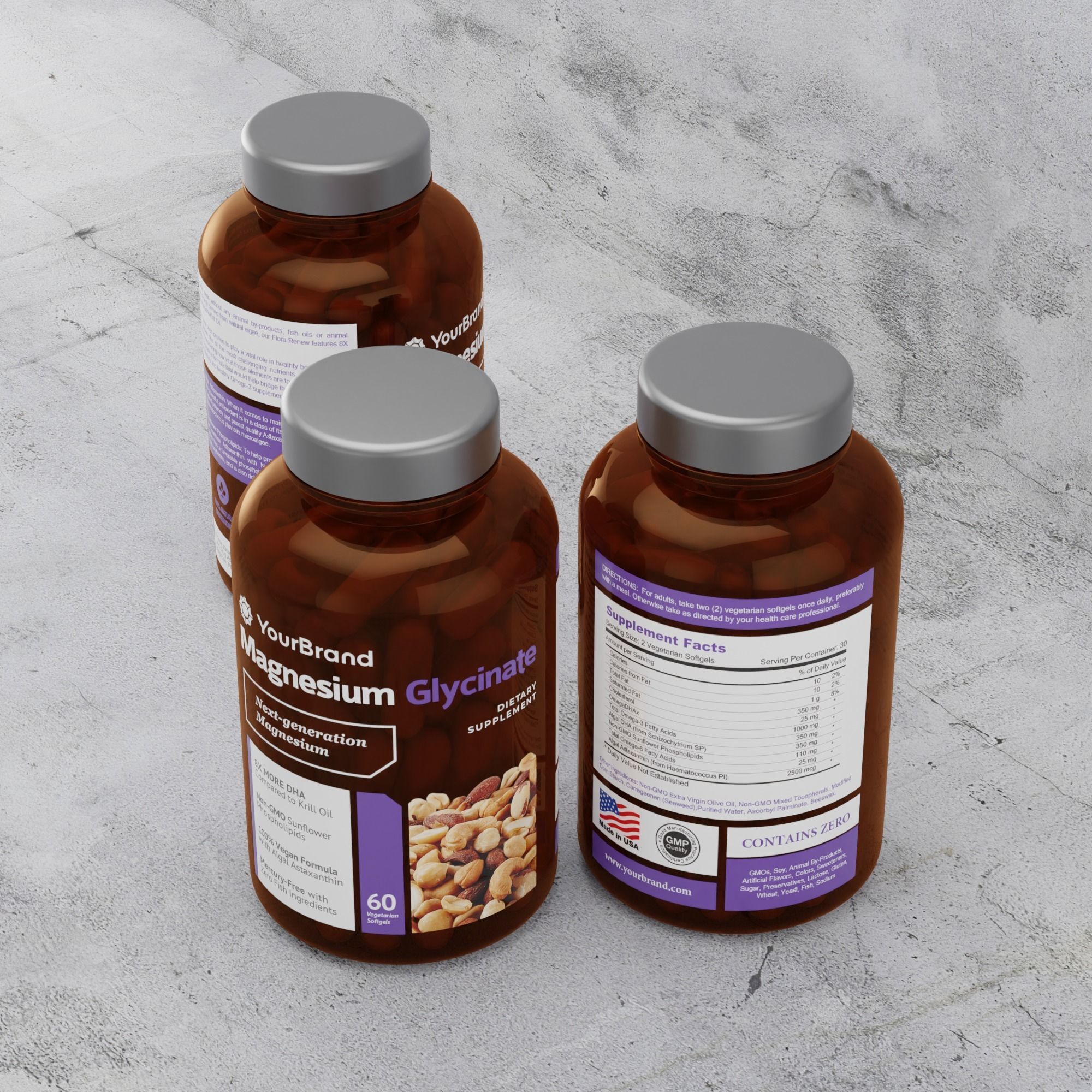 Supplement Bottle Packaging with Tablet Inside 3D model_3