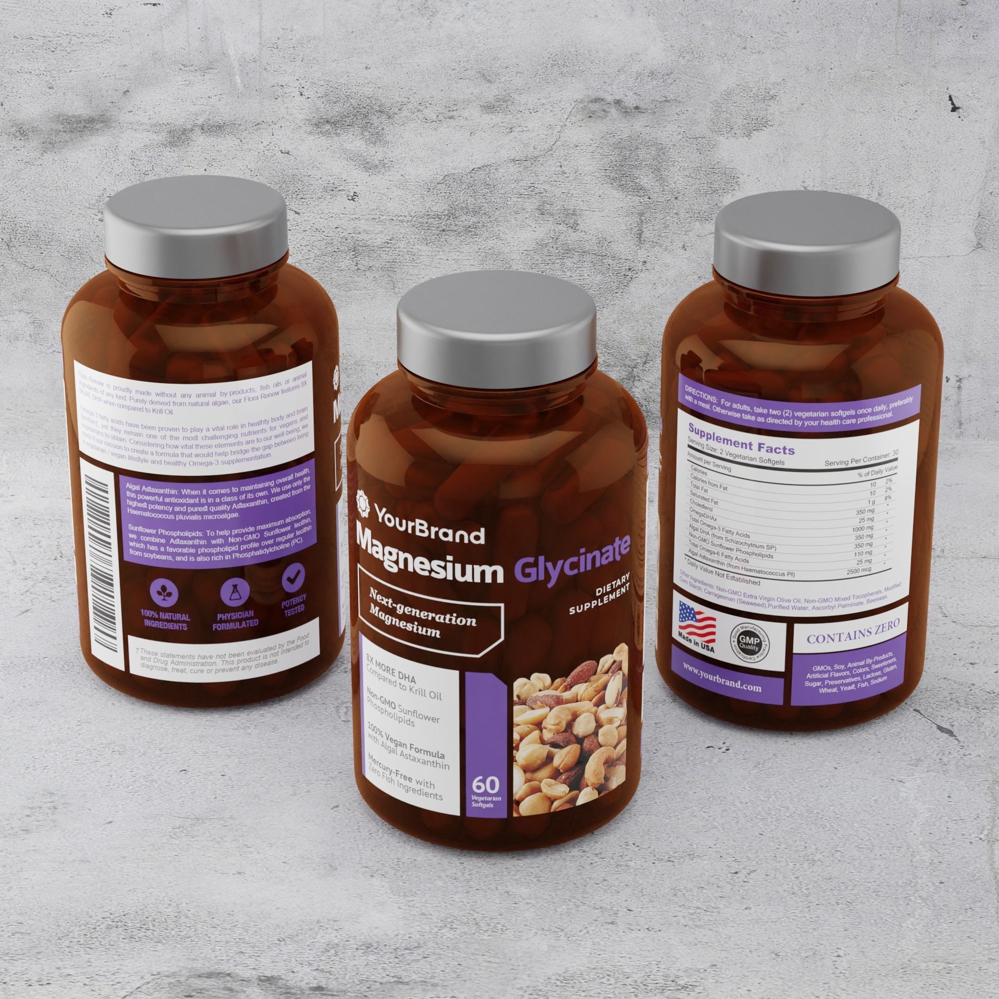 Supplement Bottle Packaging with Tablet Inside 3D model_2