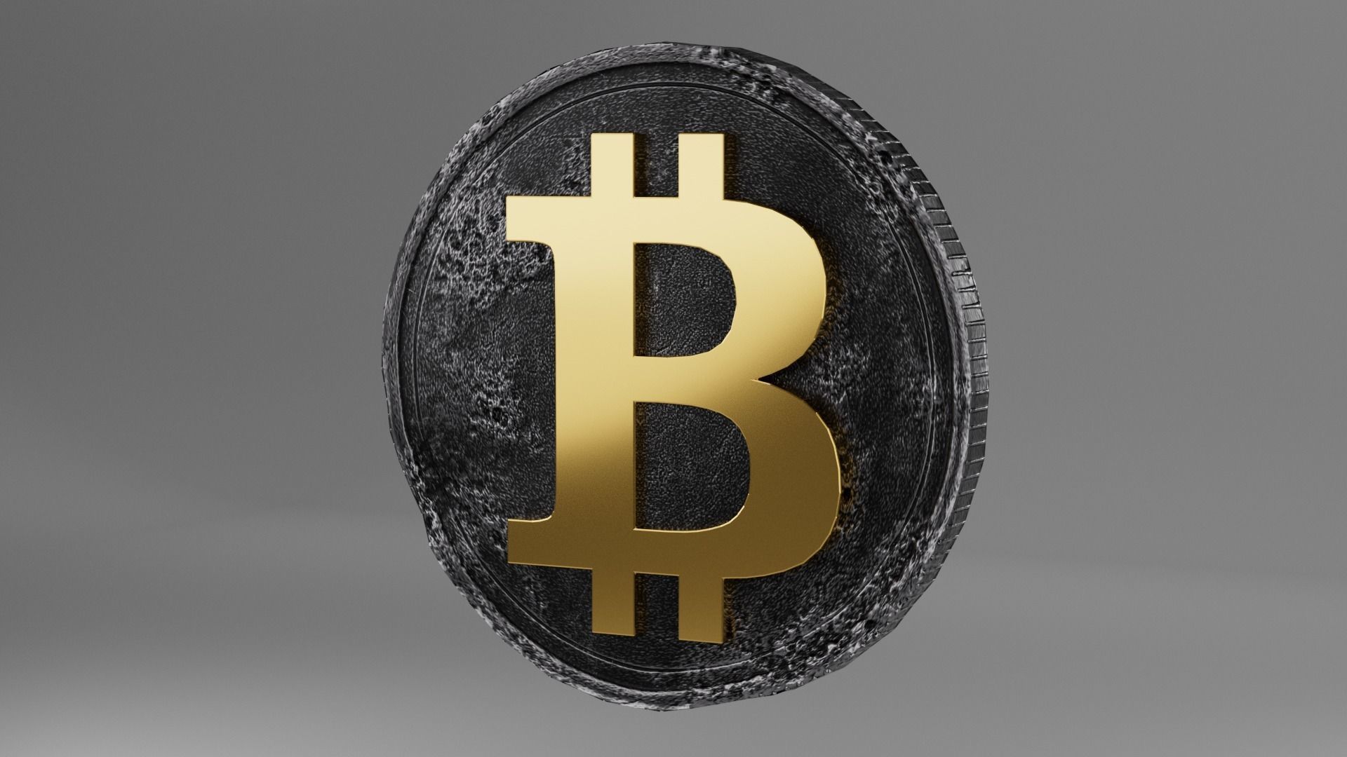 Bitcoin coin Low-poly 3D model_4