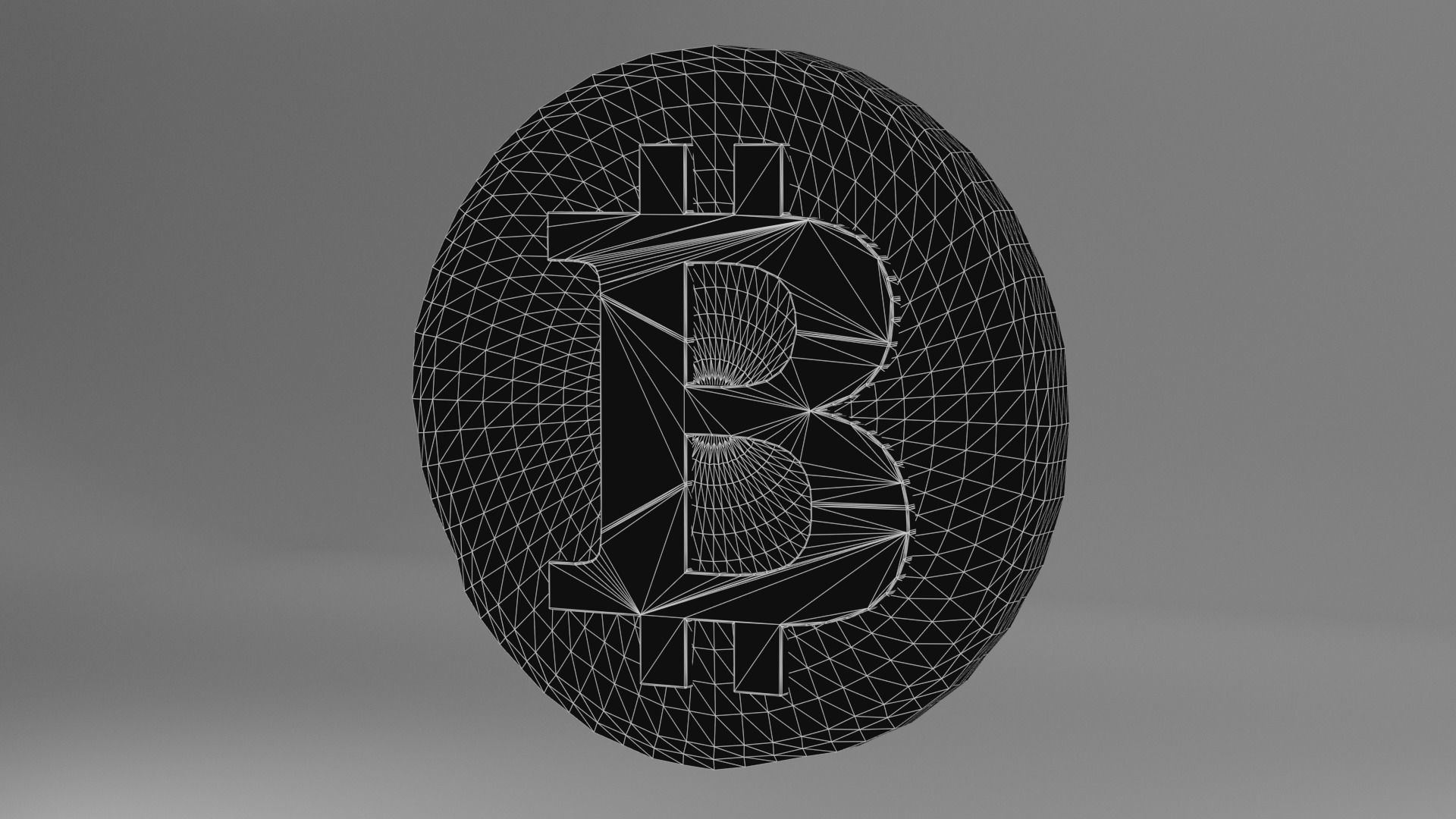 Bitcoin coin Low-poly 3D model_5