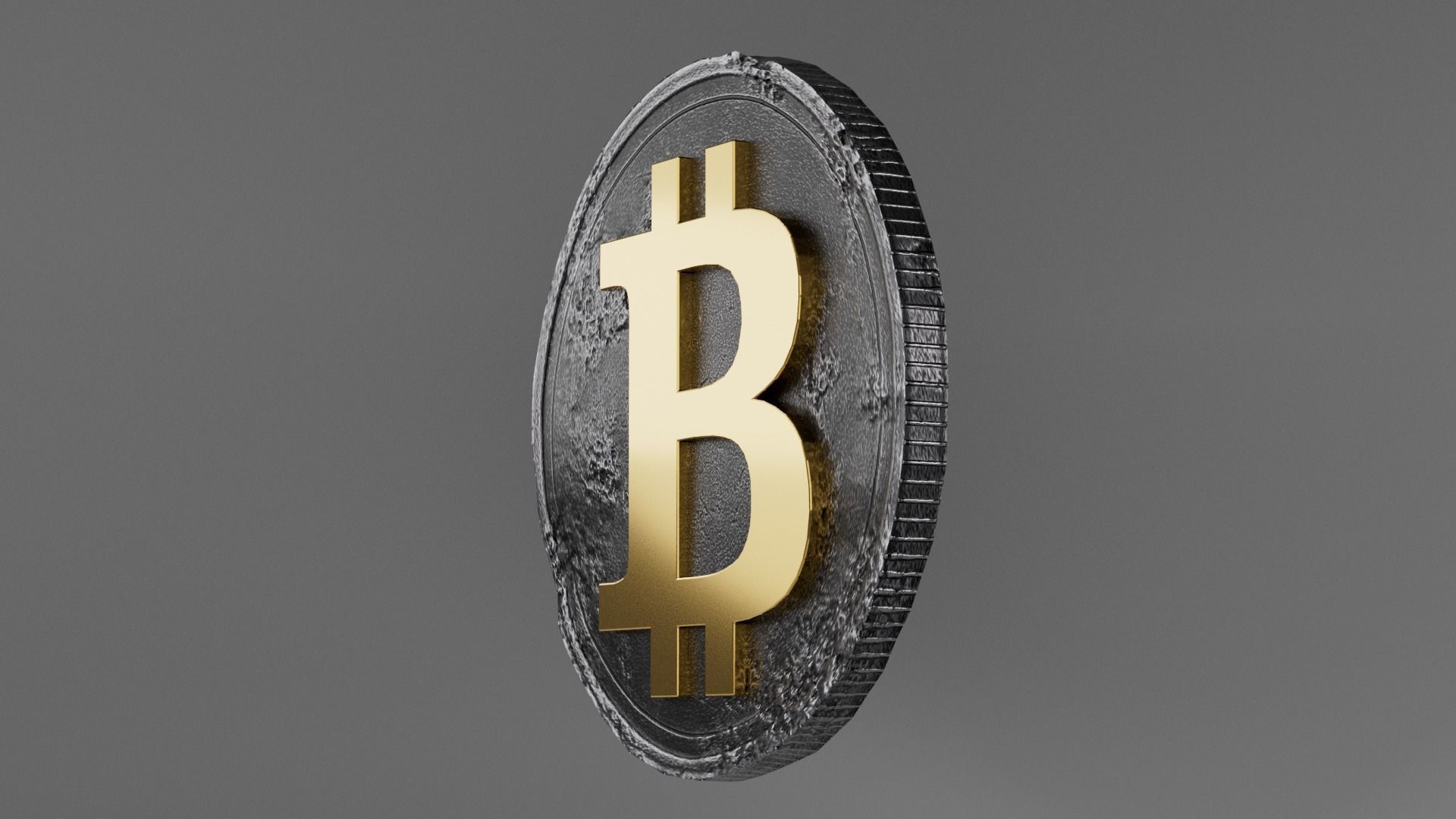 Bitcoin coin Low-poly 3D model_1