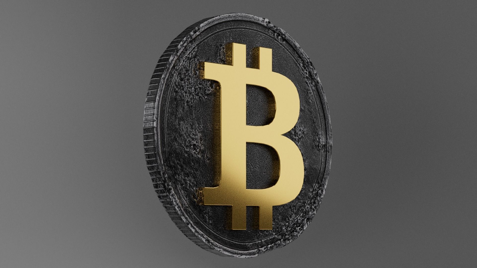 Bitcoin coin Low-poly 3D model_3