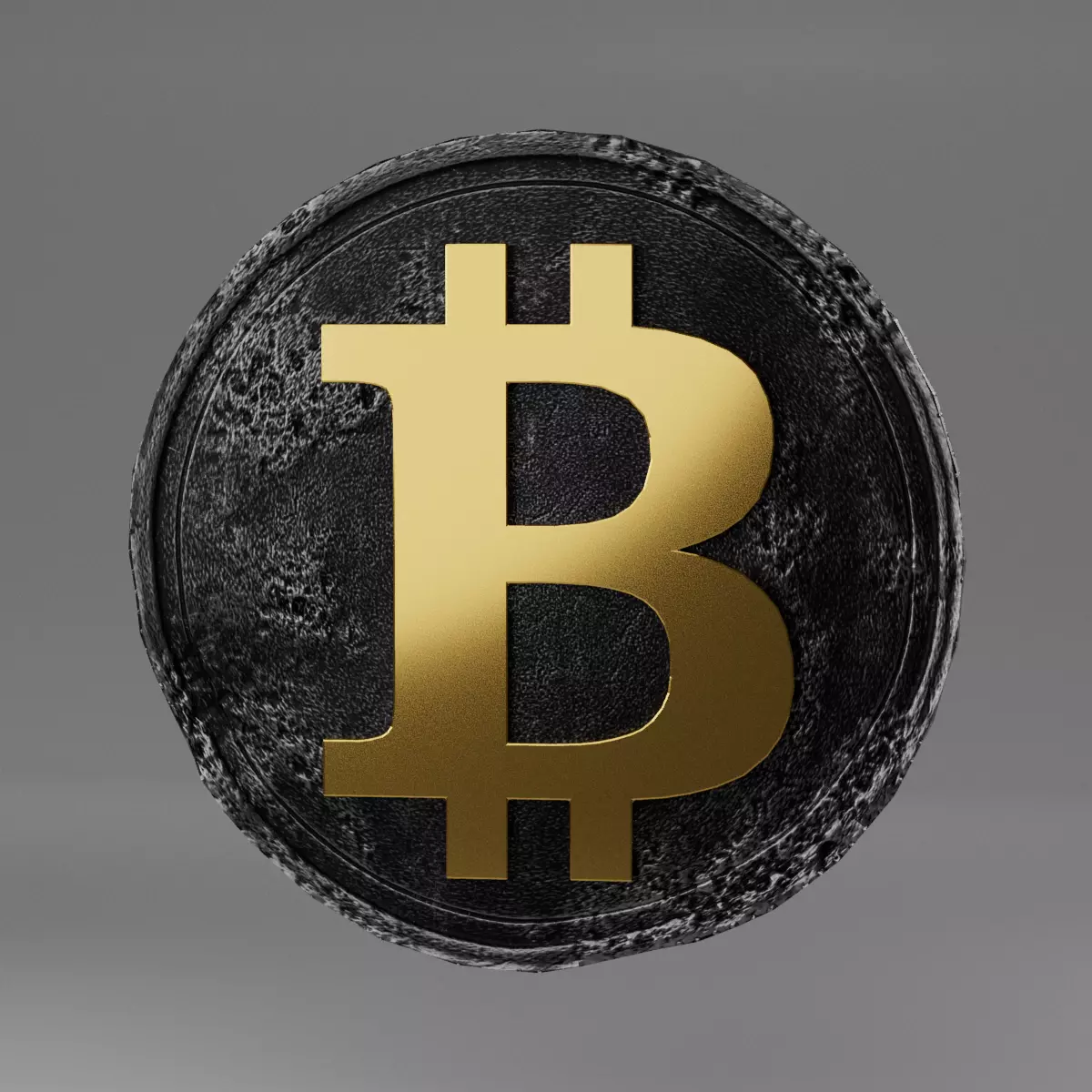 Bitcoin coin Low-poly 3D model_0