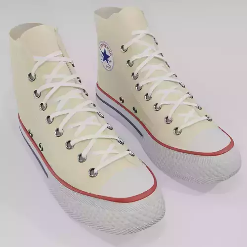 Basketball Leather Shoes Converse All Star Light Yellow 3D model