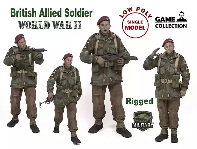 British Allied Soldier 2 Low-poly 3D model