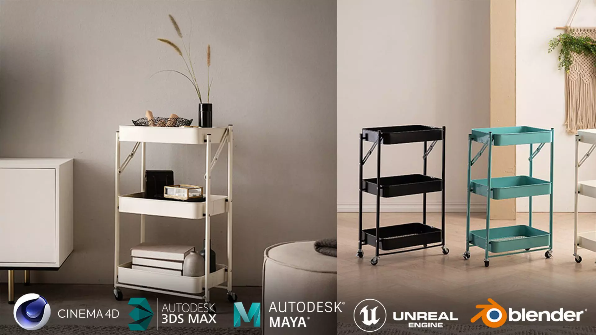 storage moving trolley 3D model_0