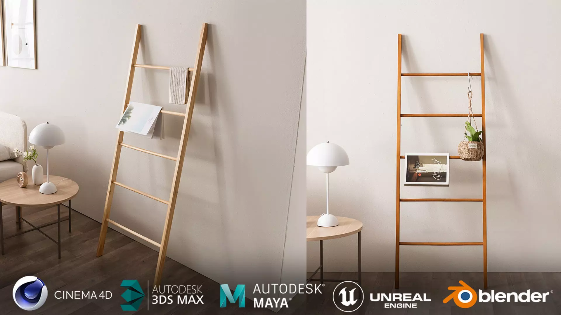 Neo Interior Hardwood Ladder Hanger 3D model