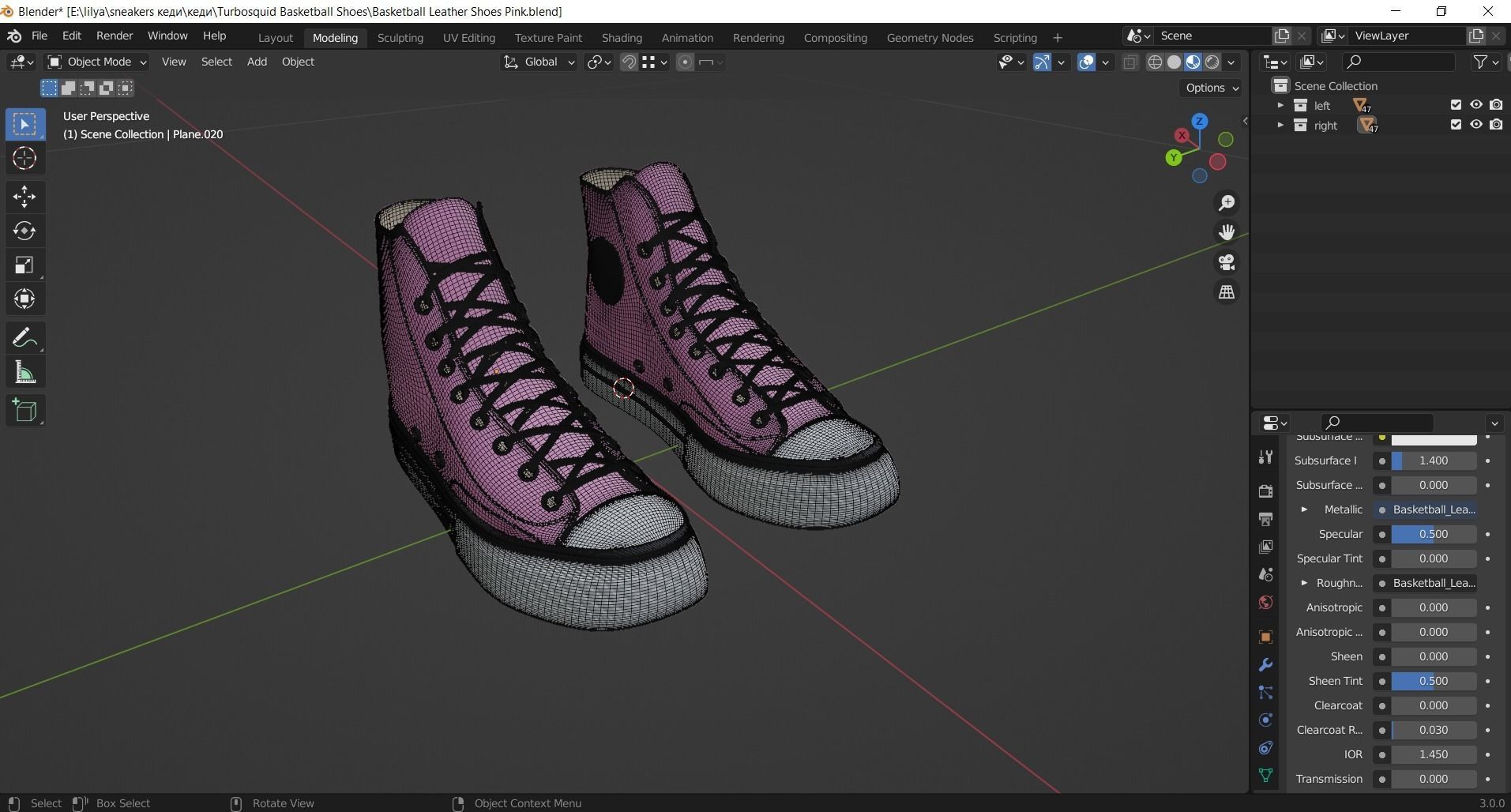 Basketball Leather Shoes Converse All Star Pink 3D model_14