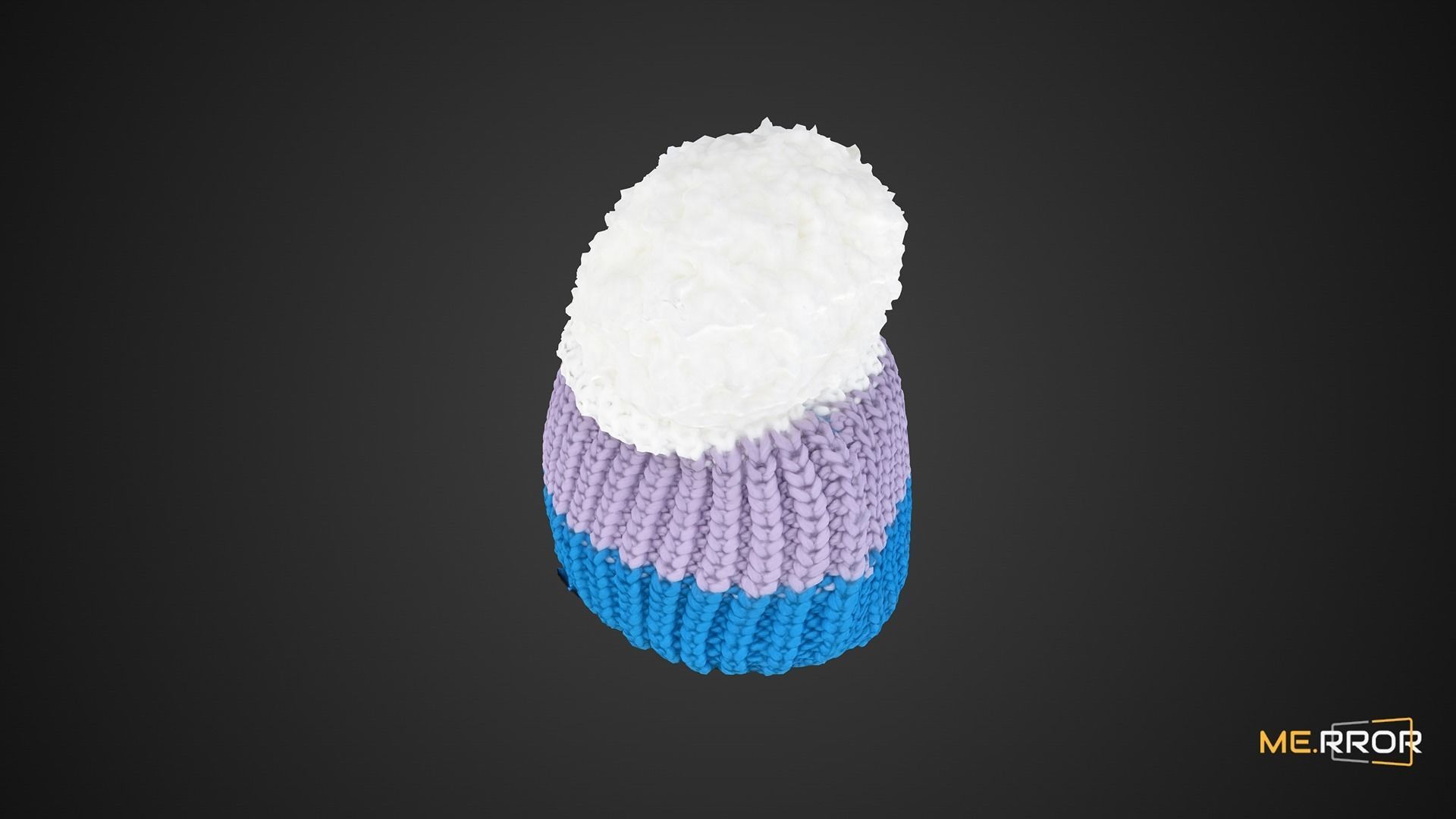 3 Color Knit Hat 3D model_3
