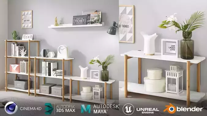 Wooden wide storage shelf