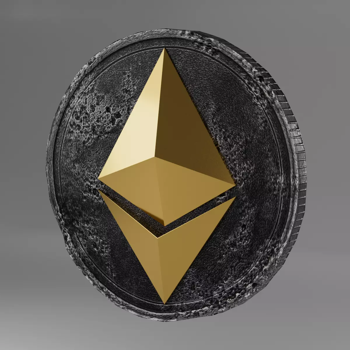 Etherium coin Low-poly 3D model
