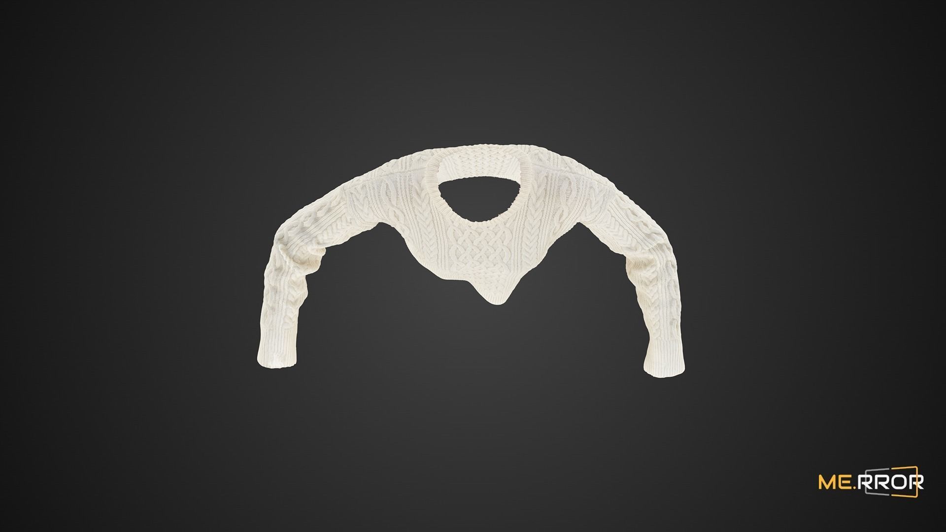White Knit Sweater 3D model_9