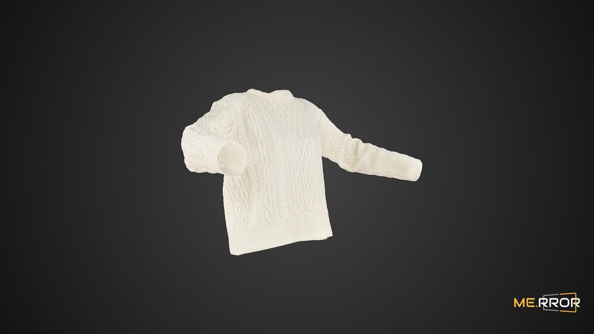 White Knit Sweater 3D model_5