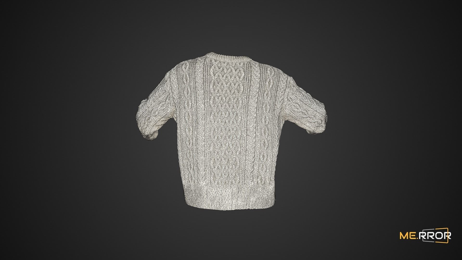 White Knit Sweater 3D model_3