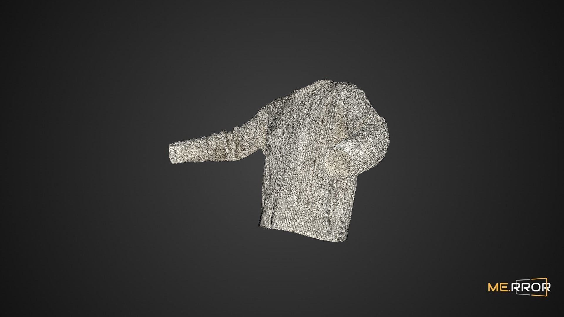 White Knit Sweater 3D model_7
