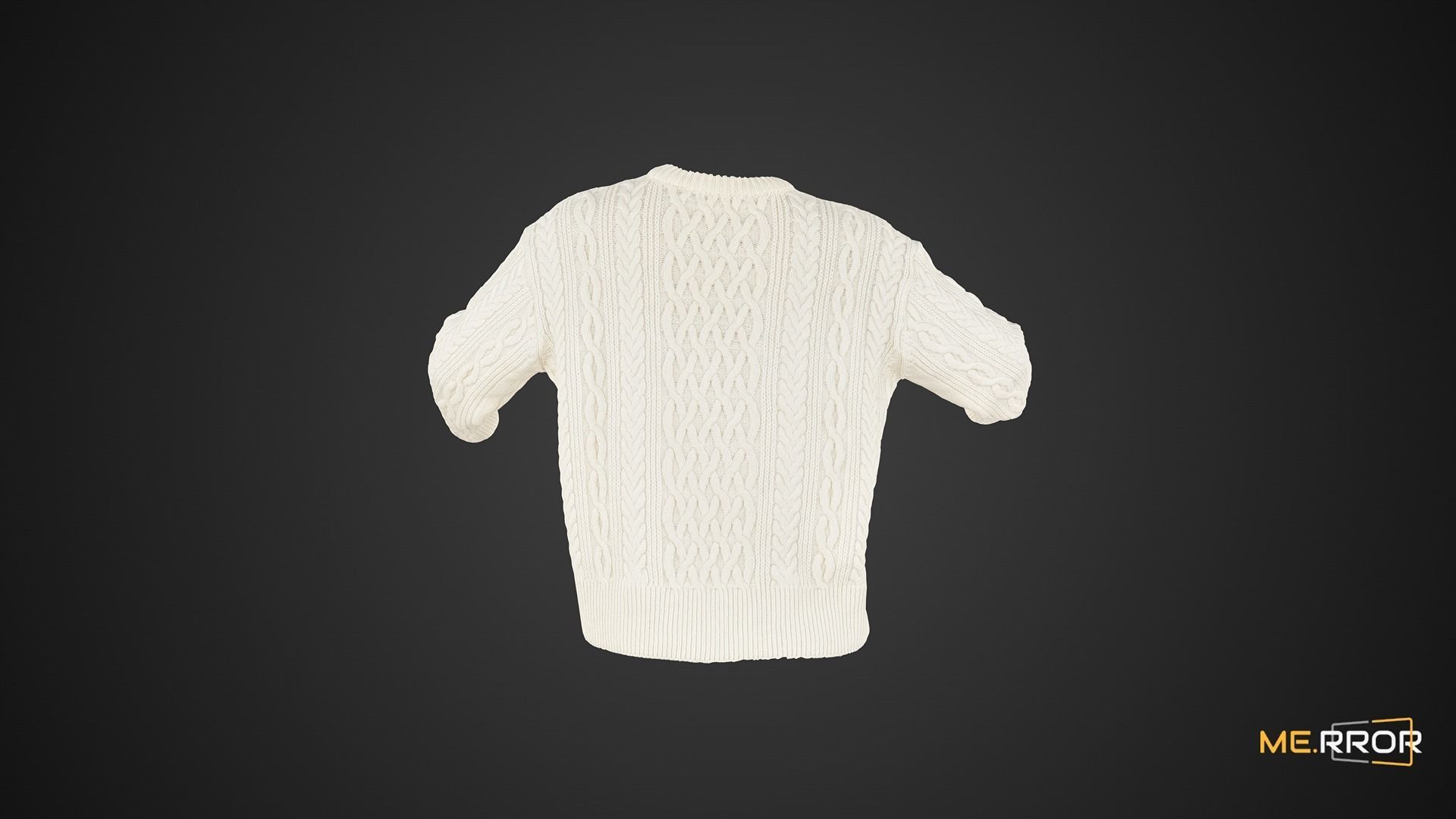 White Knit Sweater 3D model_2