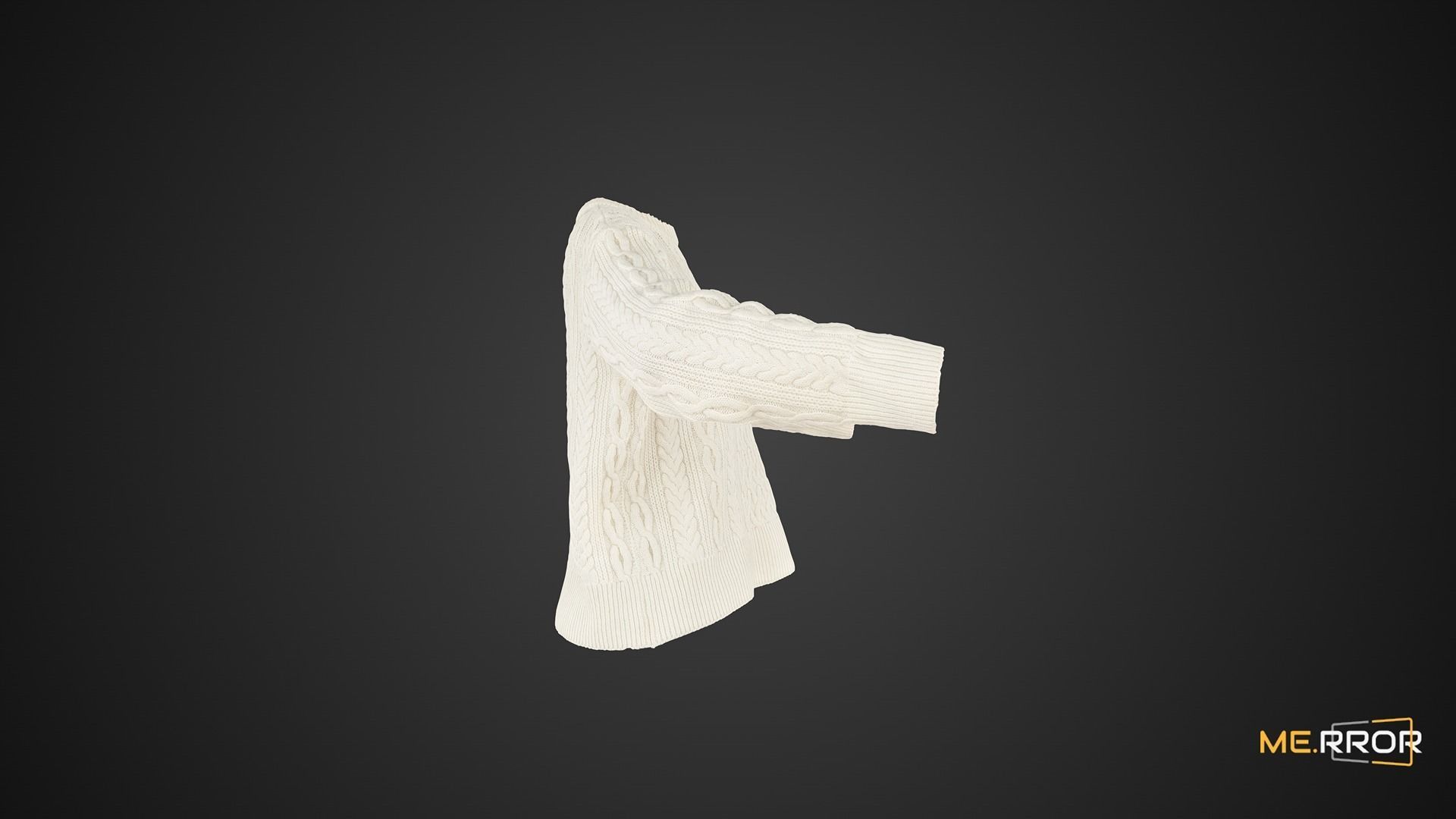 White Knit Sweater 3D model_4