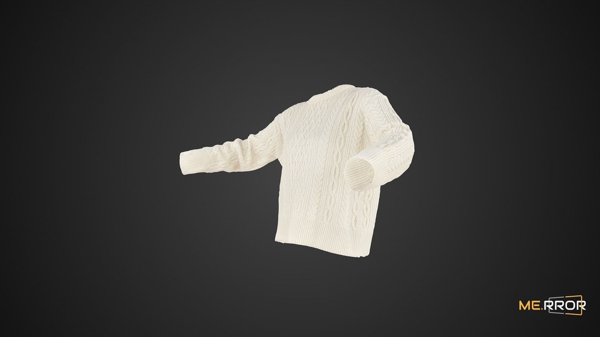 White Knit Sweater 3D model_6