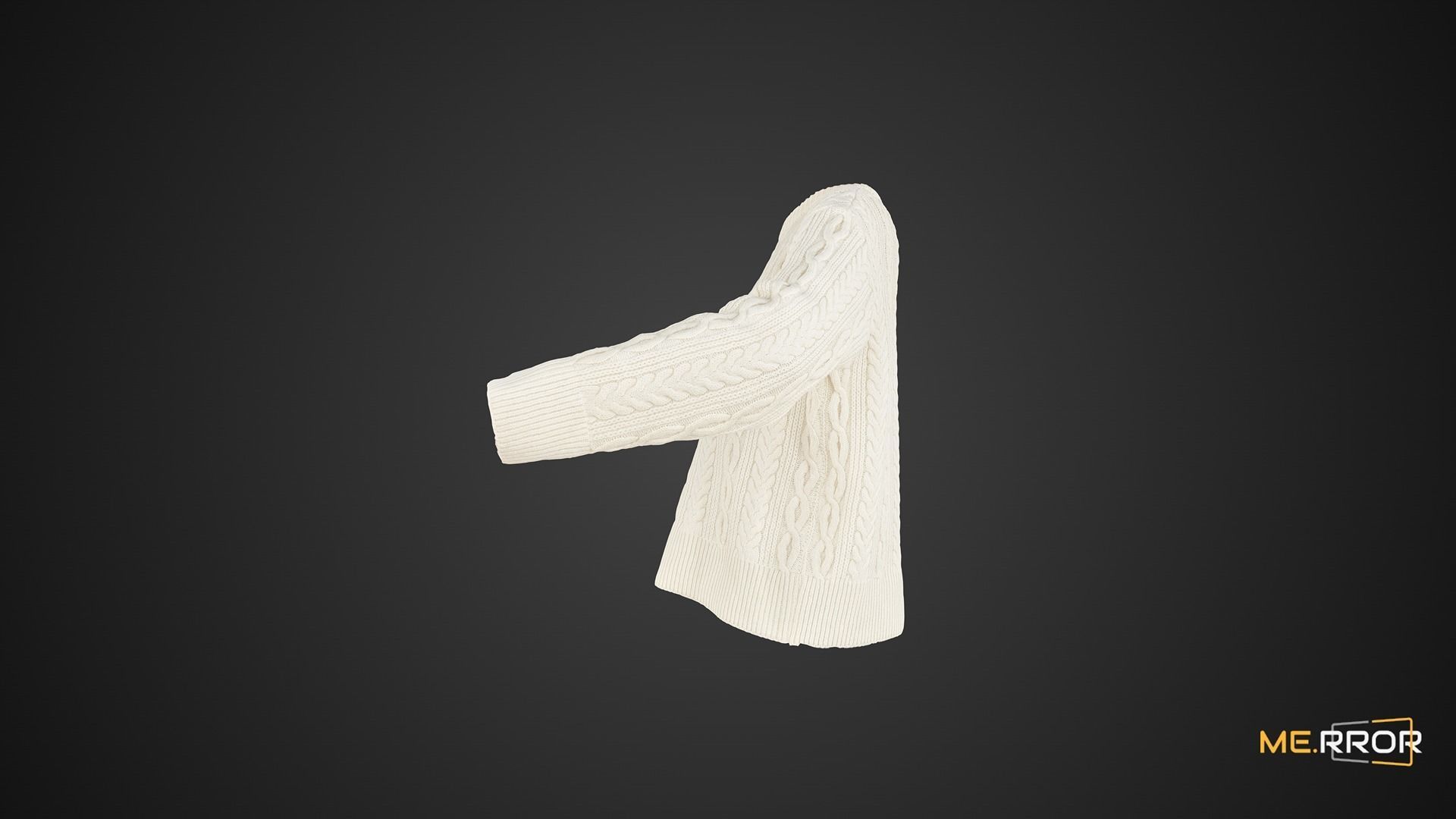 White Knit Sweater 3D model_8
