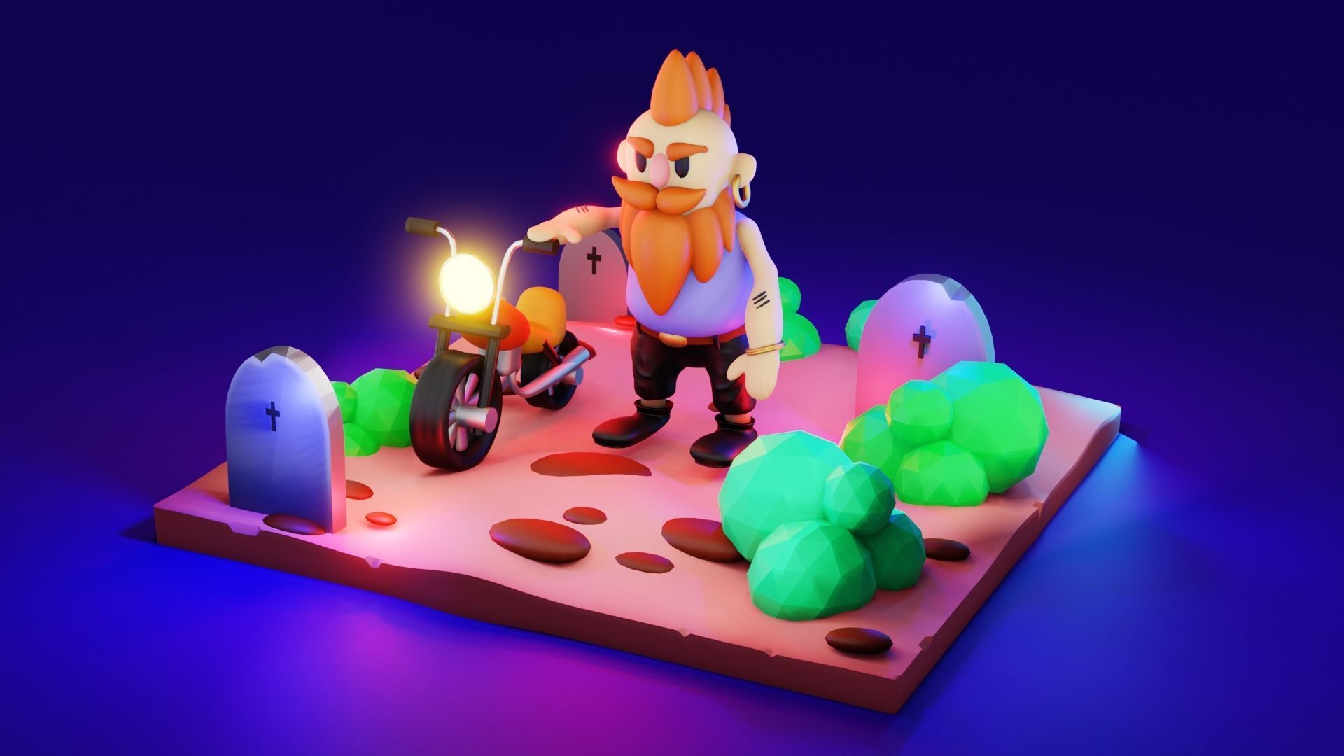 biker Low-poly 3D model_2