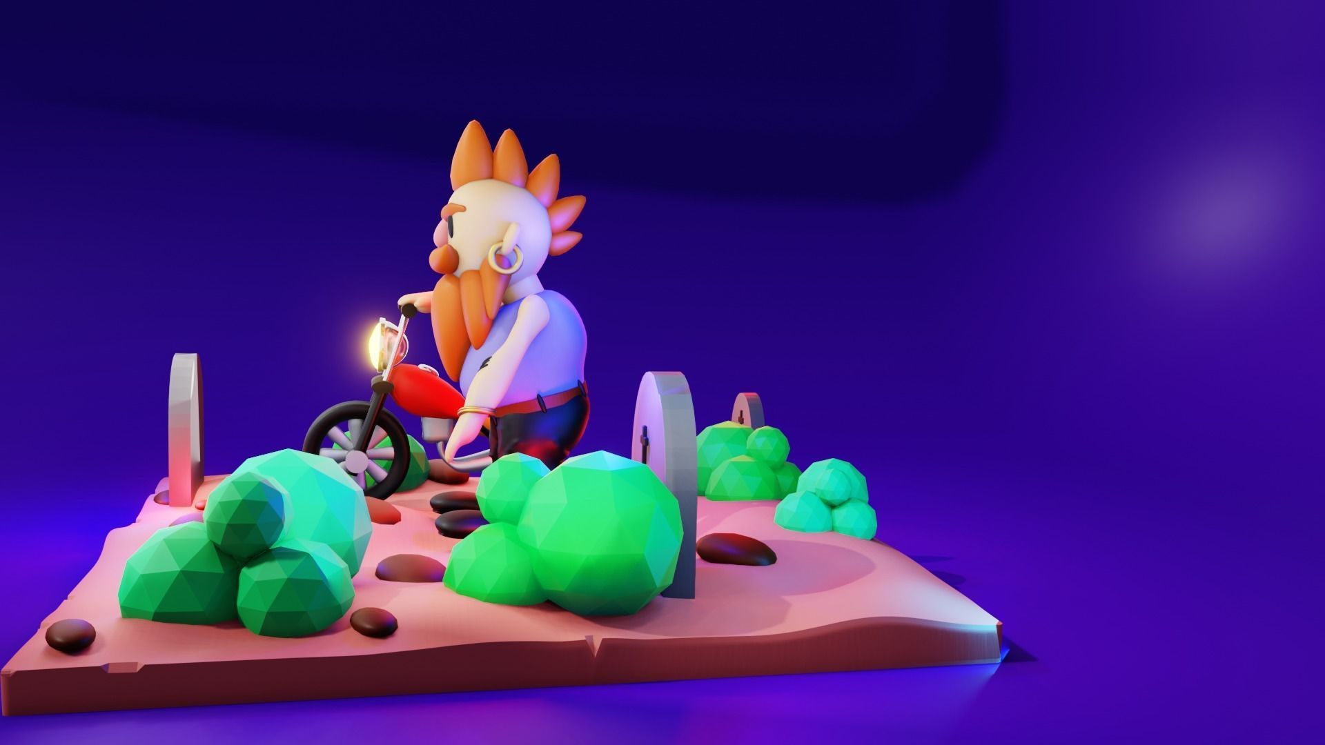 biker Low-poly 3D model_4