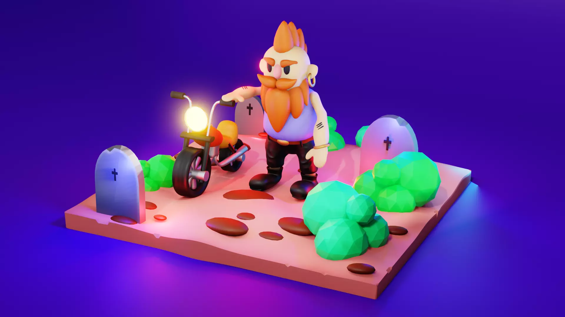 biker Low-poly 3D model_0