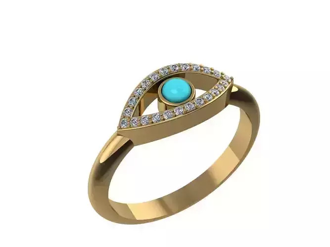  Turquoise Evil Eye Ring 17 3 mm  USA 7 size 3D print model