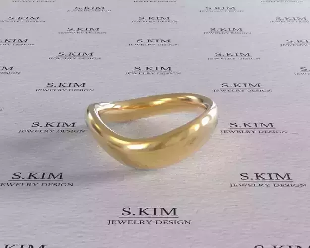 Wave wedding ring many sizes 3D print model
