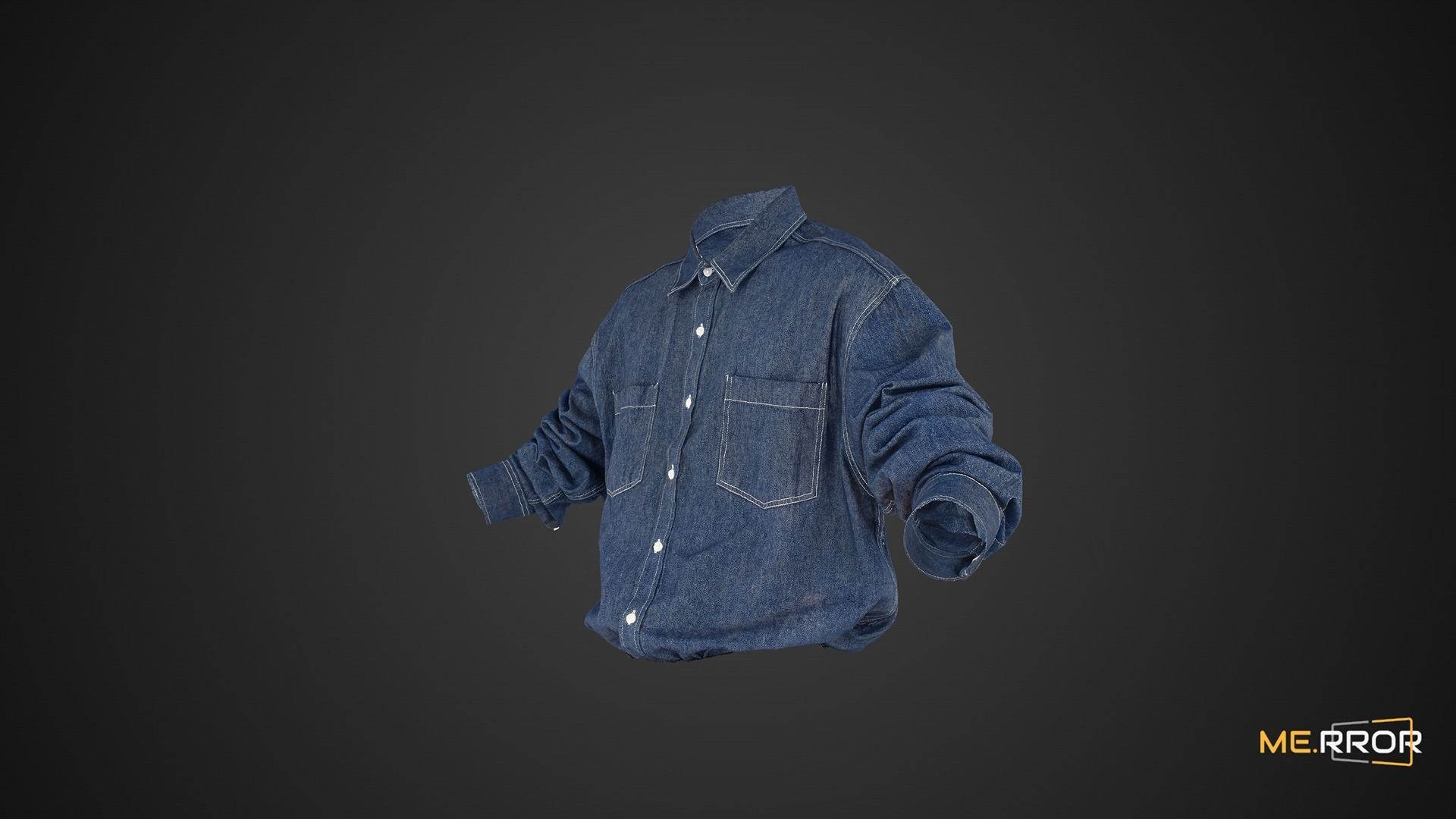 Blue Denim Shirts 3D model_6