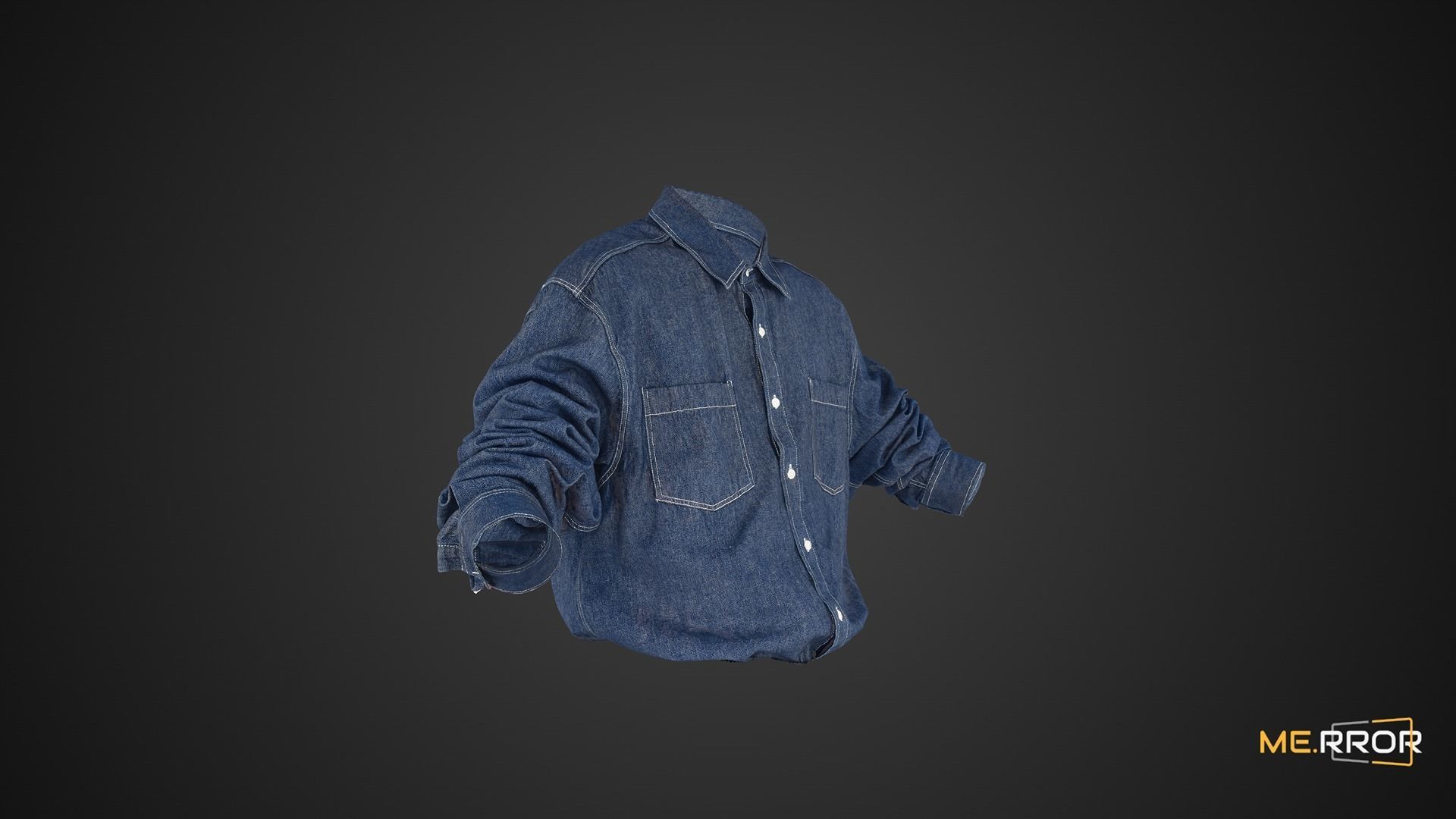 Blue Denim Shirts 3D model_5