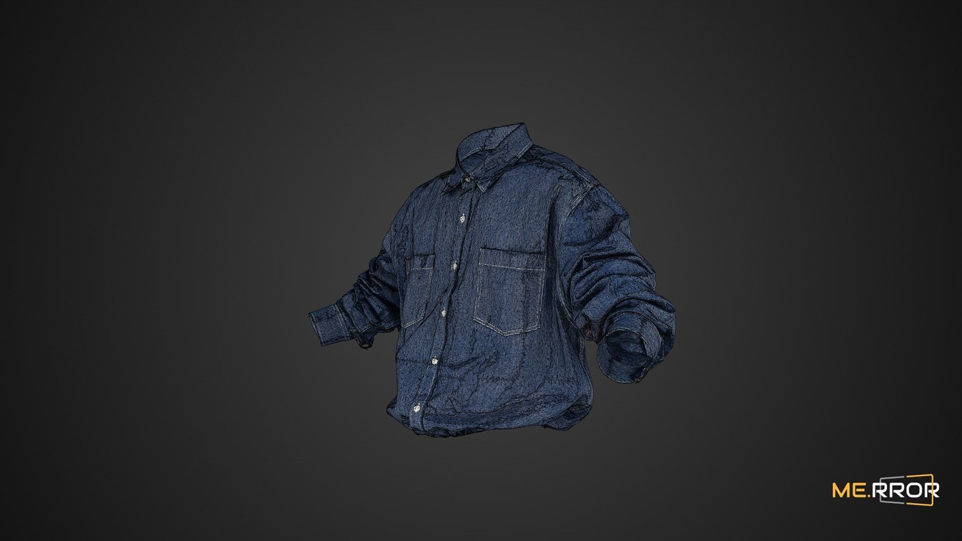 Blue Denim Shirts 3D model_7