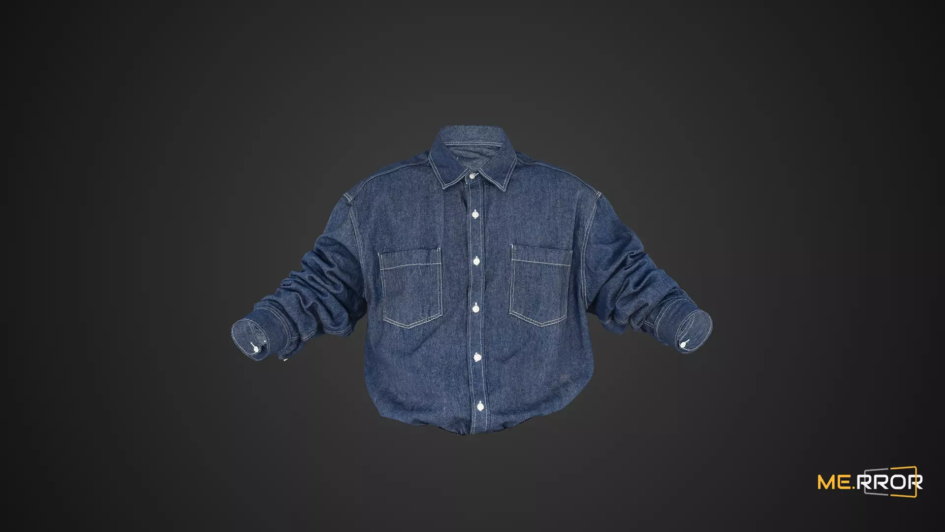 Blue Denim Shirts 3D model_0