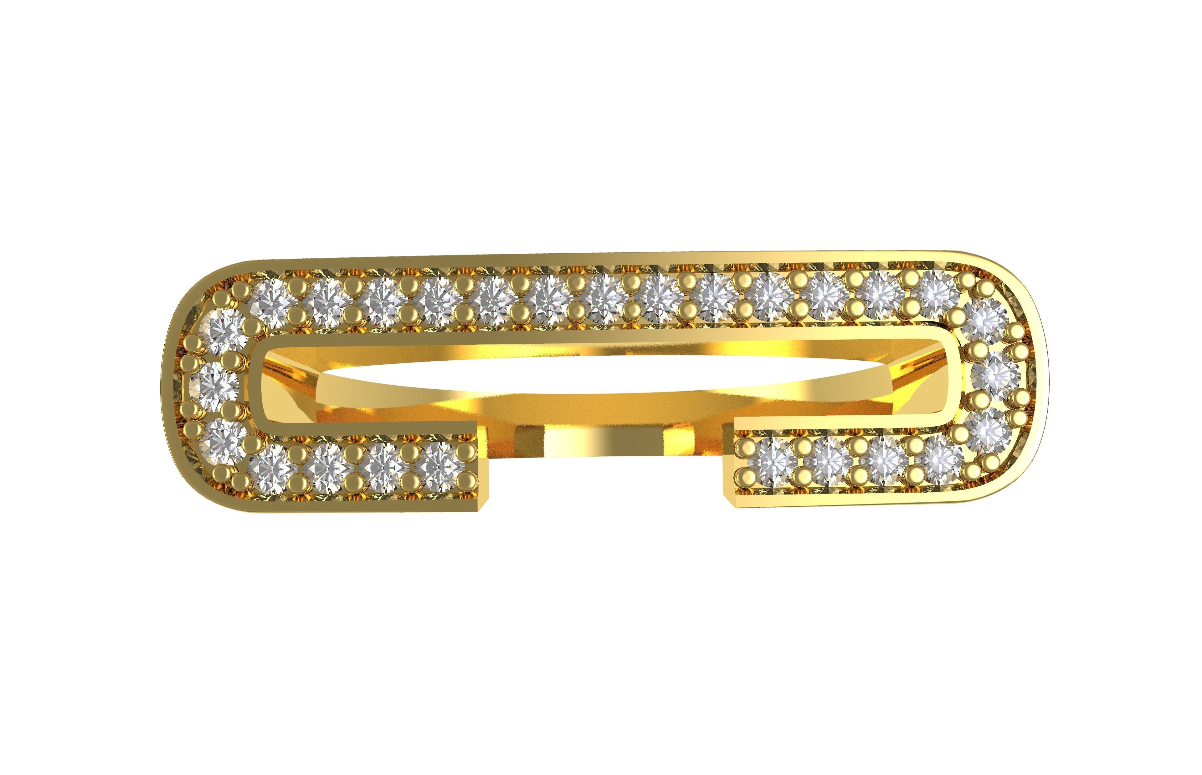 Alphabet C Diamond Ring 3D print model_2