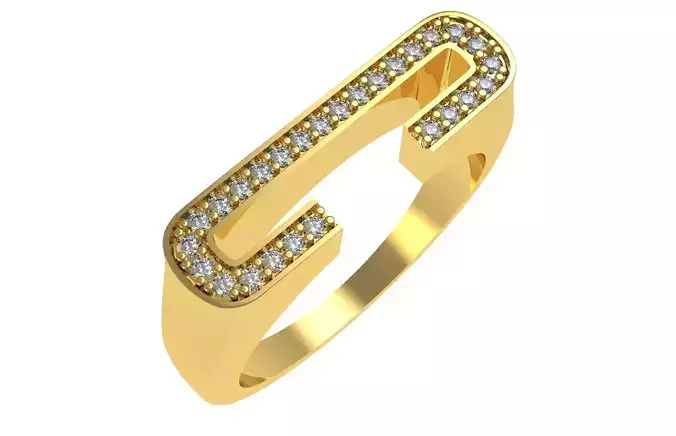 Alphabet C Diamond Ring 3D print model