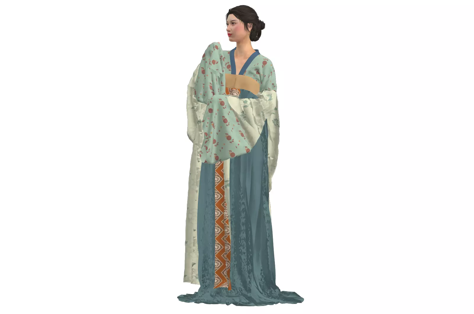 Tang Chest-length Ruqun - Late autumn song Free 3D model
