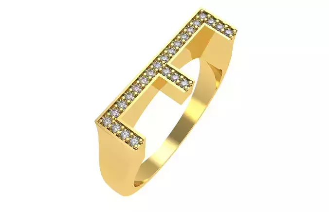 Alphabet E Diamond Ring 3D print model